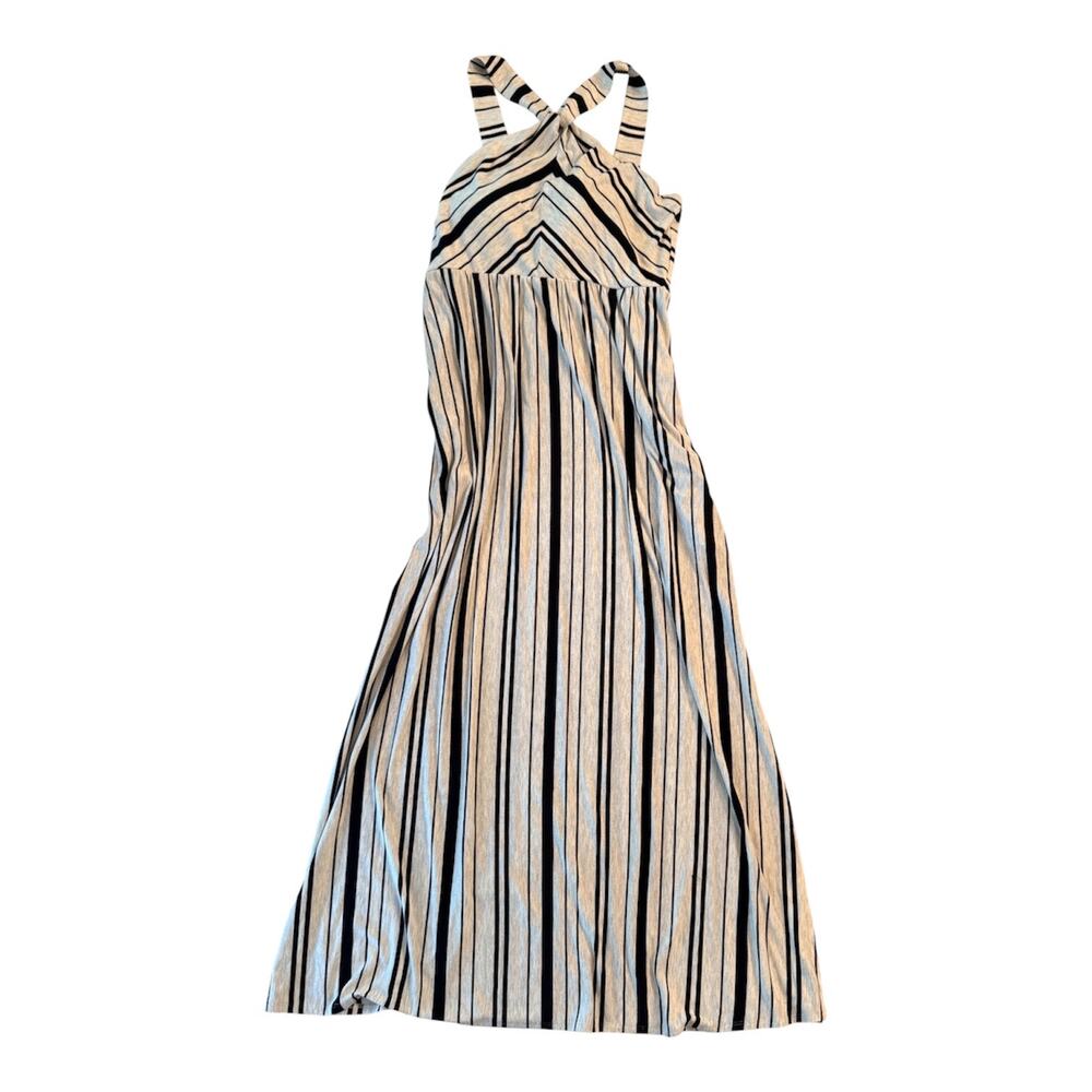 Soma Halter Maxi Dress NWT Sz L Striped Soft Jersey with Pockets
